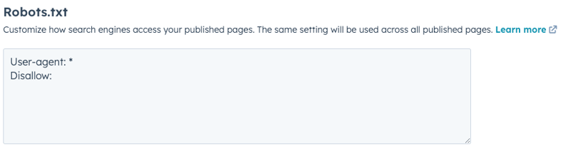 Robots.txt in Hubspot